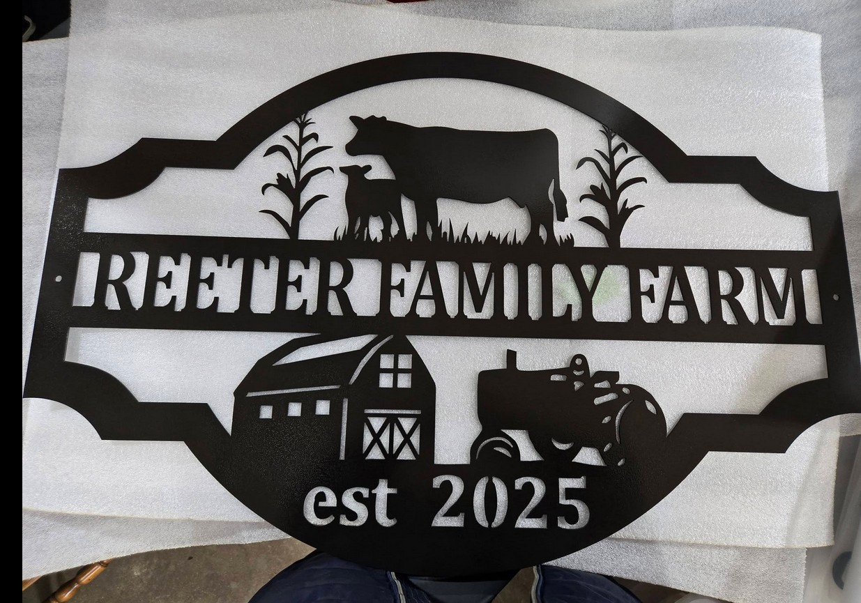 Custom Reeter Family Farm metal sign